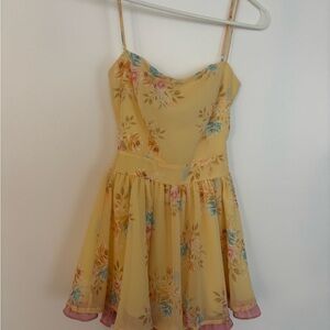 Lucy in the Sky Yellow Pink Sundress Spaghetti Strap Casual